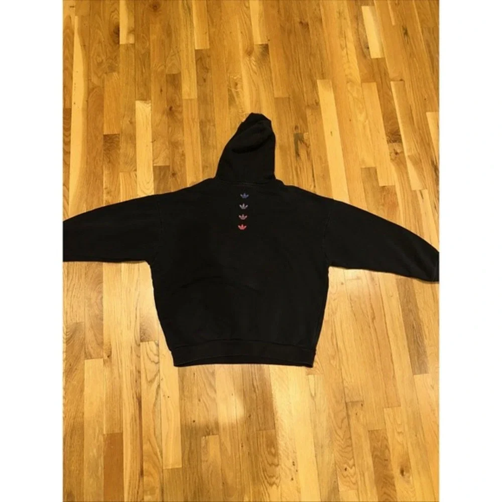 Adidas Mens Hoodie Size Large Originals Multi Logo Black Space Tech‎ Embroidered